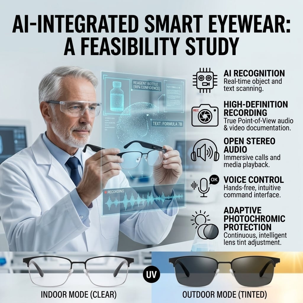 👀 All-weather mobile AI eye assistant, real-time synchronous translation in milliseconds, cross-border barrier-free communication, hands-free calls, music playback, message voice notifications, first-person high-definition shooting