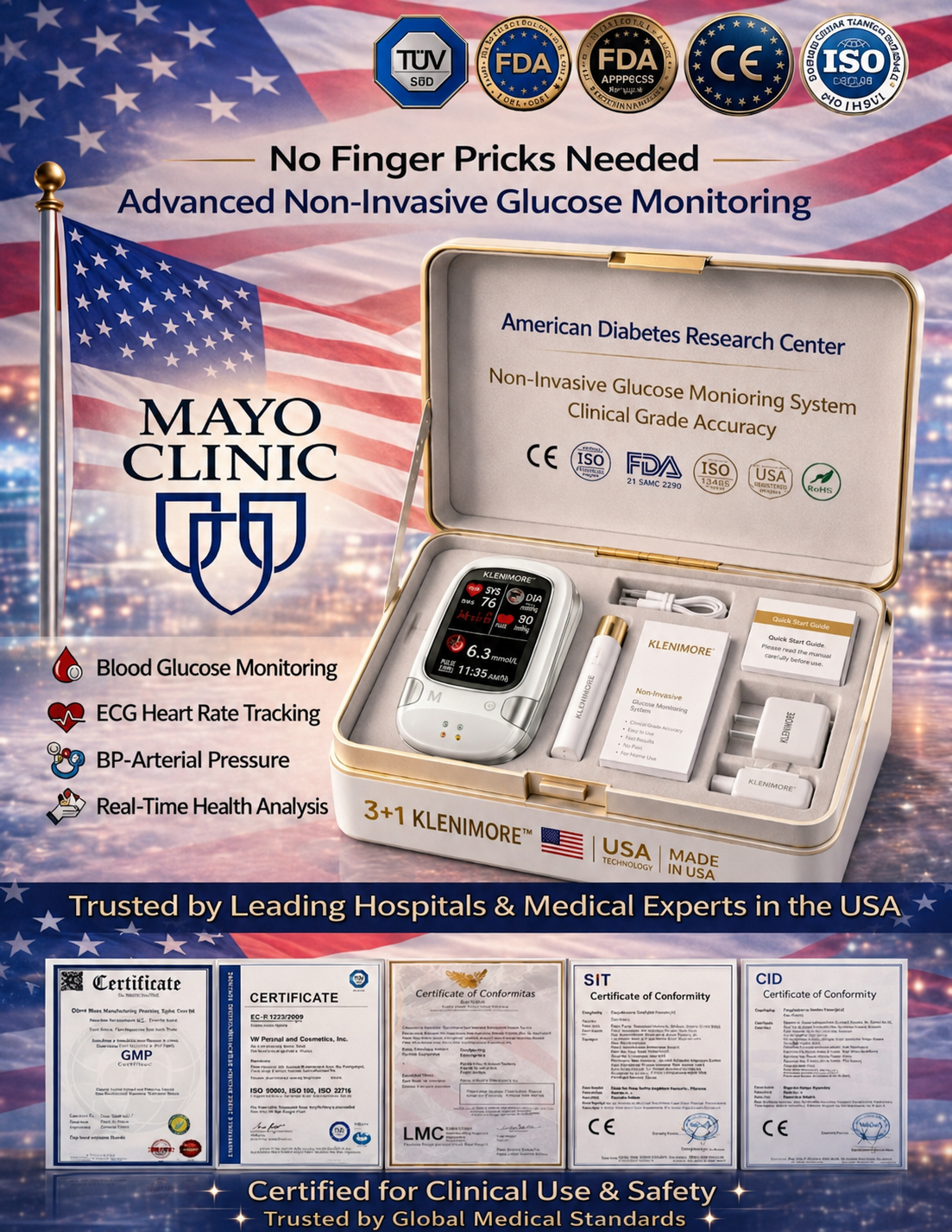 Non-Invasive Monitor – 5 Seconds / 99% Accuracy