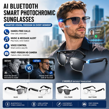 👀 All-weather mobile AI eye assistant, real-time synchronous translation in milliseconds, cross-border barrier-free communication, hands-free calls, music playback, message voice notifications, first-person high-definition shooting