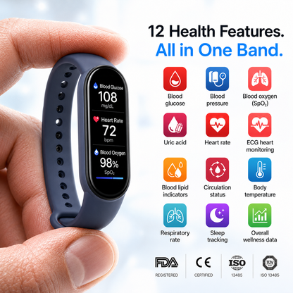 🔥80% OFF Launch Offer 🏆 2026 Pryxo™ M9 Non-Invasive Smart Band 📈12 health reports - No-Prick