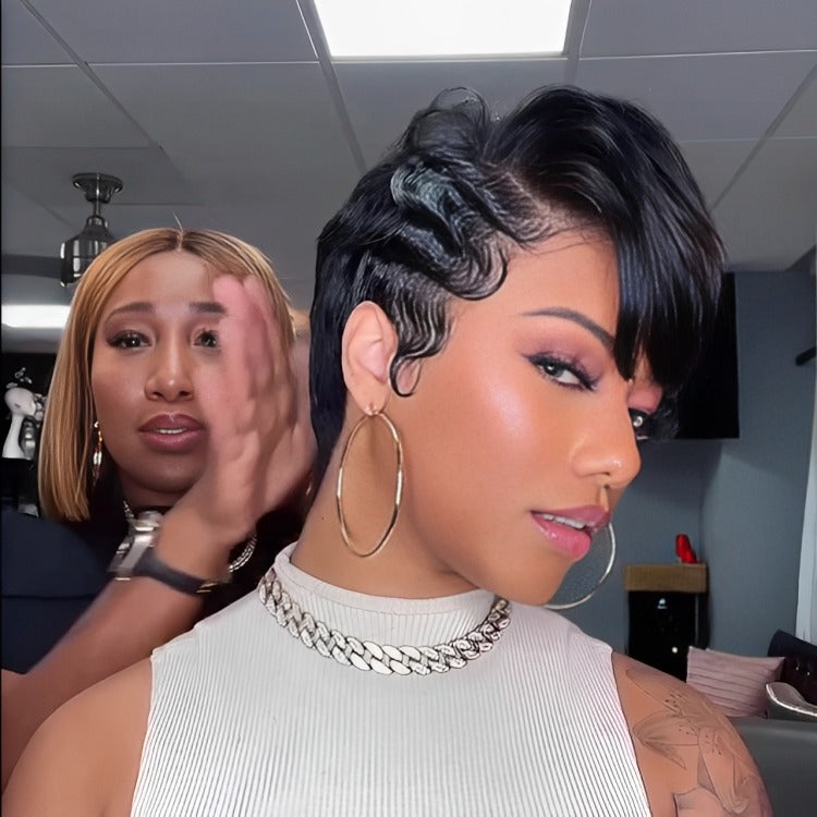 Short bob wig elegant side style